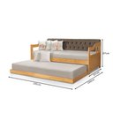 Ver imagem 5 de Sofá Cama Dublin Estofado Capitonê Veludo Marrom Madeira com Cama Auxiliar - Imbuia