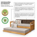 Ver imagem 3 de Sofá Cama Dublin Estofado Capitonê Veludo Marrom Madeira com Cama Auxiliar - Imbuia