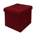 Ver imagem 1 de Puff Quadrado em Madeira e Tecido com Baú Bordô