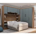 Ver imagem 1 de Quarto Modulado Queen Canto Diagonal Guarda-roupas Maleiro e Cabeceira Paris Master Luciane Móveis