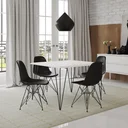 Ver imagem 1 de Conjunto De Mesa Eames Clips De Ferro Preto Tampo Quadrado Branco 90x90 4 Cadeiras Ferro Preta Assen