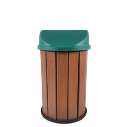 Lixeira Madeira Plástica 100 Litros - 70 Cm:marrom/verde - 3