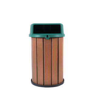 Lixeira Madeira Plástica 100 Litros - 70 Cm:marrom/verde