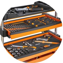 Carrinho de Ferramentas Tipo Trolley Rebatível 2 Gavetas com 6 Tabuleiros Laranja C27s/o Beta - 8