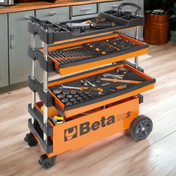 Carrinho de Ferramentas Tipo Trolley Rebatível 2 Gavetas com 6 Tabuleiros Laranja C27s/o Beta - 2
