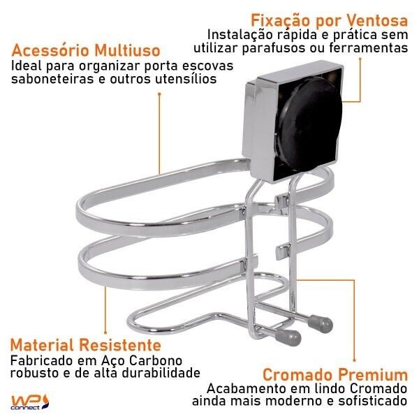 Suporte Duplo para Porta Escova Sabonete Líquido e Algodão - 4