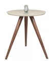Ver imagem 1 de Mesa de Centro Tampo 50 Cm Redonda Off White com Vidro Pé Palito