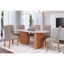 Ver imagem 1 de Conjunto: Mesa de Cozinha Ester Tampo Madeirado Oval C/ Vidro 210x100cm e 6 Cadeiras Fernanda