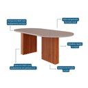 Ver imagem 2 de Conjunto: Mesa de Cozinha Ester Tampo Madeirado Oval C/ Vidro 210x100cm e 6 Cadeiras Fernanda