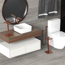 Ver imagem 2 de Porta Papel Higiênico de Chão e Toalha Lavabo Rose Gold.s