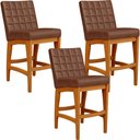 Ver imagem 2 de Kit 03 Banquetas Baixa Cozinha Bancada Bar Sala Jantar Fixa Mila L02 Couríssimo Marrom - Lyam