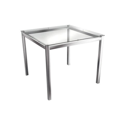 Mesa para Cozinha Reno M002 + Tampo Vidro 90x90cm Cromado - Kappesberg