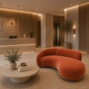 Ver imagem 3 de Sofá Zah 210 cm 3 Lugares Luxo Orgânico Curvo Bouclé Premium:Veludo Terra Cota