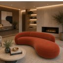 Ver imagem 1 de Sofá Zah 210 cm 3 Lugares Luxo Orgânico Curvo Bouclé Premium:Veludo Terra Cota