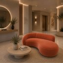 Ver imagem 2 de Sofá Zah 210 cm 3 Lugares Luxo Orgânico Curvo Bouclé Premium:Veludo Terra Cota