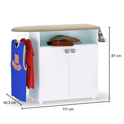 Tábua de Passar Roupa com Balcão 02 Portas Luna Branco 111 Cm - Pallazio - 4