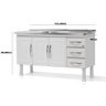 Gabinete Armario de Cozinha Aço P/pia 1.50 Desm. 3 Gavetas Ellos Branco- Marroart Cor:branco - 2
