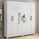 Ver imagem 2 de Guarda Roupa Casal 6 Portas com Espelho Elite 3 Gavetas Pratico D02 Branco - Mpozenato