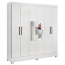 Ver imagem 1 de Guarda Roupa Casal 6 Portas com Espelho Elite 3 Gavetas Pratico D02 Branco - Mpozenato