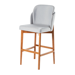 Banqueta Cristal com Pés em Madeira Cappuccino