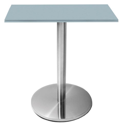 Mesa Beta Inox 75 Cm (altura) Disco Redondo Tampo Mdp Quadrado 70 Cm (larg) X 2,50 Cm (alt) Cinza