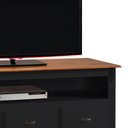 Ver imagem 4 de Rack para Sala com Pés Luis Xv 3 Gavetas e Nicho - Preto Laca com Tampo e Base Imbuia Glazer