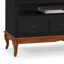 Ver imagem 3 de Rack para Sala com Pés Luis Xv 3 Gavetas e Nicho - Preto Laca com Tampo e Base Imbuia Glazer
