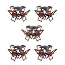 Ver imagem 1 de Kit 5 Jogos de Mesa Dobravel com 4 Cadeiras de Madeira 70x70 para Restaurante e Bar - Imbuia