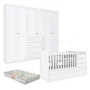 Ver imagem 6 de Berço Multifuncional Cleo e Guarda Roupa Infantil 6 Portas Americano Ambiente Branco Fosco com