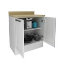 Ver imagem 4 de Balcão 80cm Branco em MDF com Tampo, Rodapé, 2 Portas e 1 Prateleira - Tecnomobili