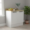 Ver imagem 2 de Balcão 80cm Branco em MDF com Tampo, Rodapé, 2 Portas e 1 Prateleira - Tecnomobili