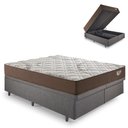 Ver imagem 1 de Base Box Baú Bipartido King 193x203 Linho Cinza com Colchão Relax Adorabile Molas Ensacadas