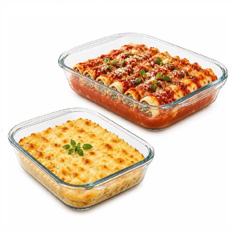 Conjunto 2 Assadeiras de Vidro com Alca Travessas para Forno Airfryer Microondas Lasanha Carnes Mult