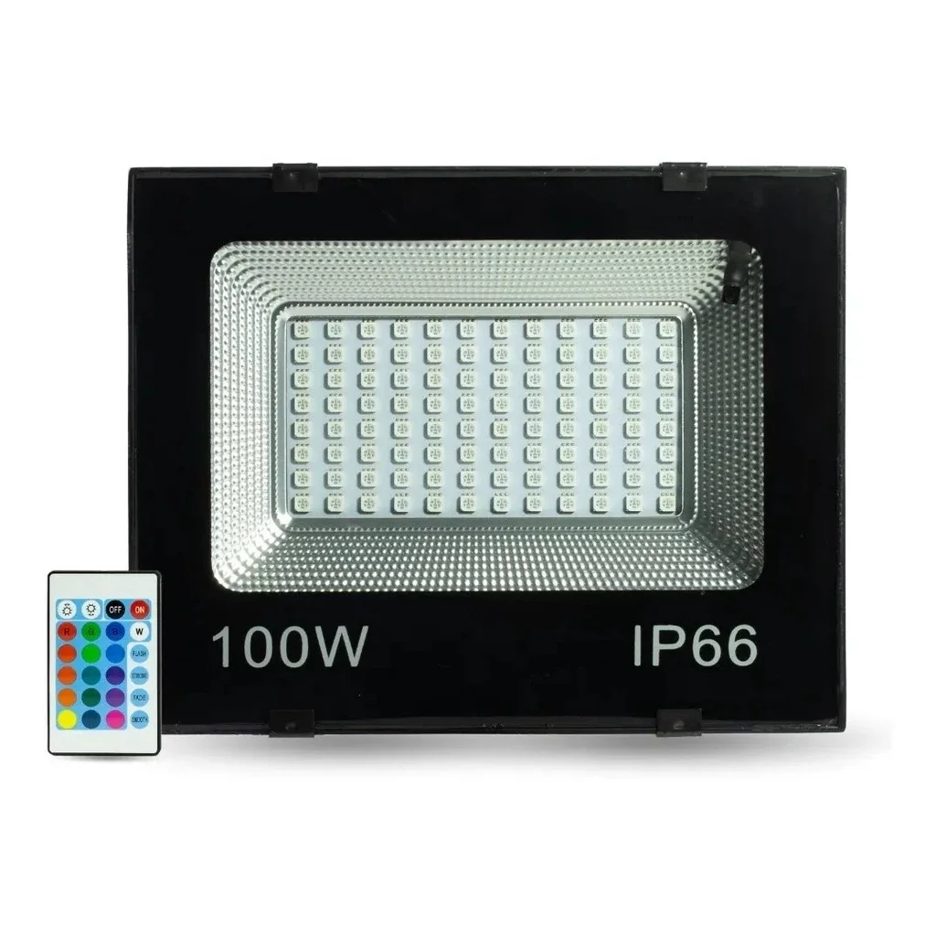 Refletor Holofote Led 100w Cores Rgb C/ Controle Remoto