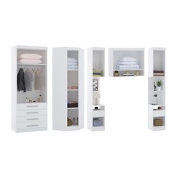 Guarda Roupa Dormitório Modulado Alpes Solteiro Canto - Roupeiro Luciane M06:branco - 2