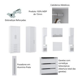 Guarda Roupa Dormitório Modulado Alpes Solteiro Canto - Roupeiro Luciane M06:branco - 3