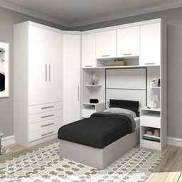 Guarda Roupa Dormitório Modulado Alpes Solteiro Canto - Roupeiro Luciane M06:branco - 1
