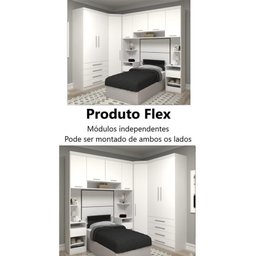 Guarda Roupa Dormitório Modulado Alpes Solteiro Canto - Roupeiro Luciane M06:branco - 6