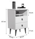 Ver imagem 5 de Mesa de Cabeceira Retrô Madri com Pés Palito 2 Gavetas - Off White com Freijó