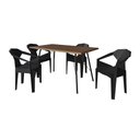 Ver imagem 4 de Mesa Jantar Paraty 140cm com 4 Cadeiras Pretas Diamond para Sala de Jantar Cozinha - Imbuia/preto