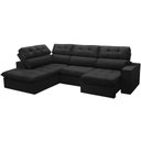 Ver imagem 1 de Sofá 4 Lugares Retrátil Reclinável Chaise Esquerdo 288cm Solin F04 Veludo Preto - Lyam Decor