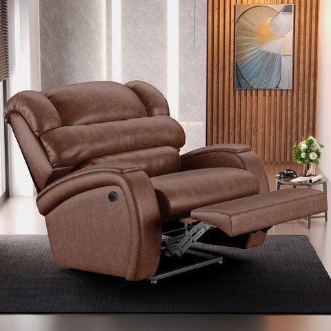 Poltrona do Papai Sala de Cinema Reclinável Kylie Power Elétrica Massagem USB PU Marrom Brilho G23 G