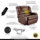 Ver imagem 5 de Poltrona do Papai Sala de Cinema Reclinável Kylie Power Elétrica Massagem USB PU Marrom Brilho G23 G