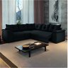 Sofá de Canto 5 Lugares Retrátil Qatar Suede Preto - 1