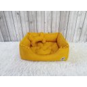 Ver imagem 2 de Cama Cabana Pet Amarelo Mostarda Tenda M Toca Cachorro Gato Almofada Lavavel Totalmente Desmontavel