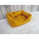 Ver imagem 4 de Cama Cabana Pet Amarelo Mostarda Tenda M Toca Cachorro Gato Almofada Lavavel Totalmente Desmontavel