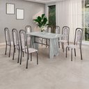 Ver imagem 1 de Conjunto Sala de Jantar com 8 Cadeiras Lara Prata/Bege