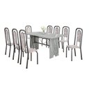 Ver imagem 2 de Conjunto Sala de Jantar com 8 Cadeiras Lara Prata/Bege