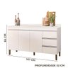 Gabinete de Pia com Tampo 3 Portas 3 Gavetas Branco Gabriela Jm Móveis - 4