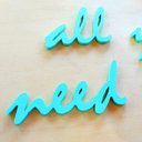 Ver imagem 2 de Adorno De Parede All You Need Is Love - Quadro / Frase 70cm comprimento - Toque 3D: Azul Tiffany